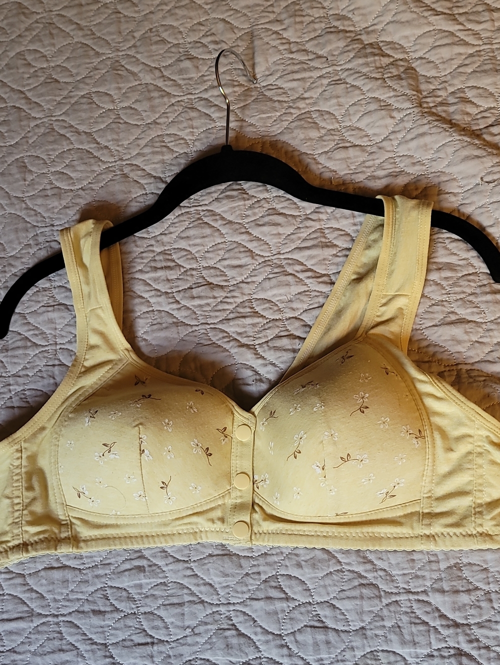 Front-Closure Yellow Cotton Comfort Bra